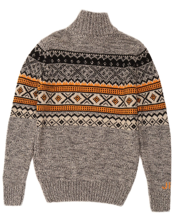 Superdry Sweater med lynlås til mænd Small Grey Fair Isle Akryl