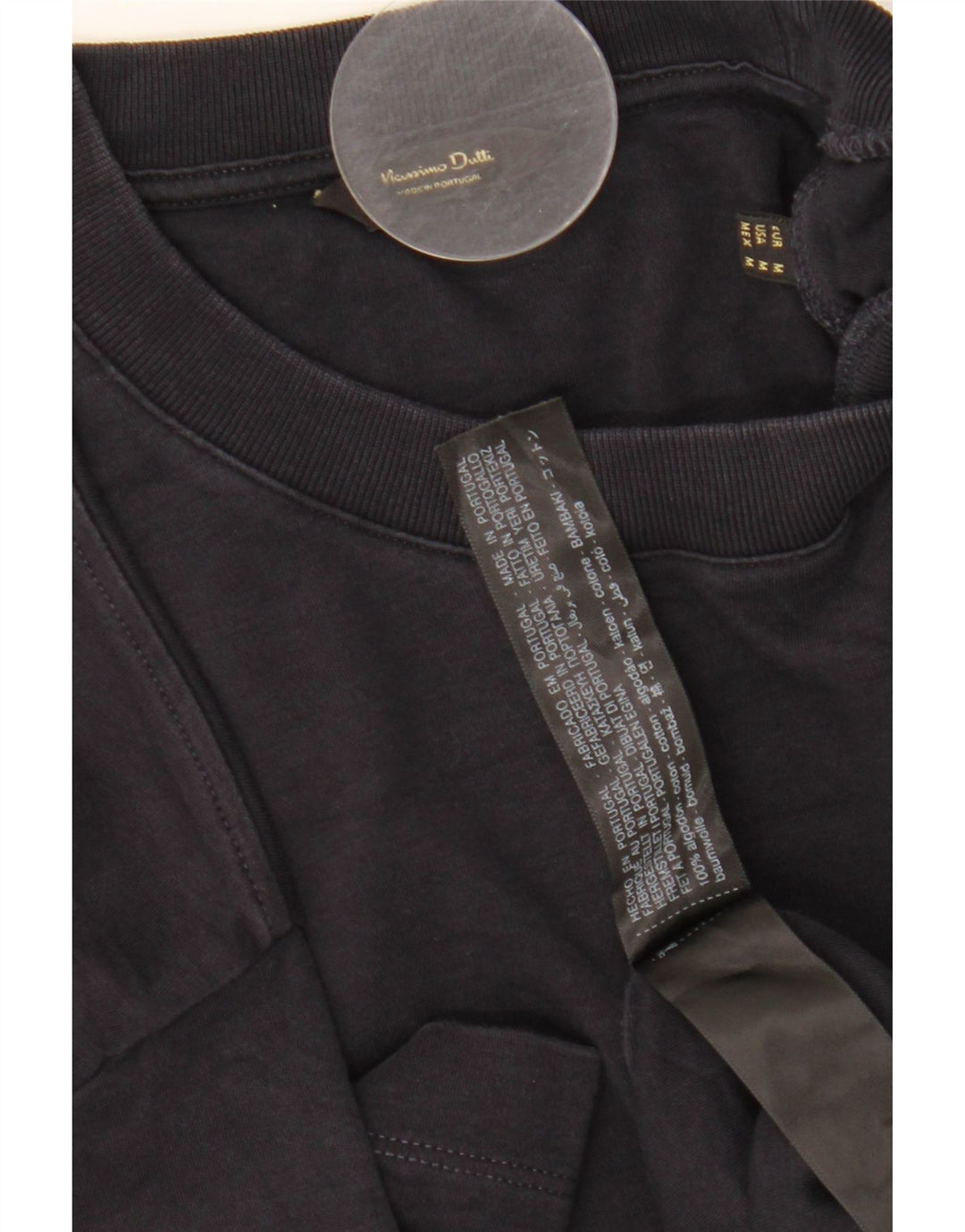 Massimo Dutti Herre T-Shirt Top Medium Sort Bomuld