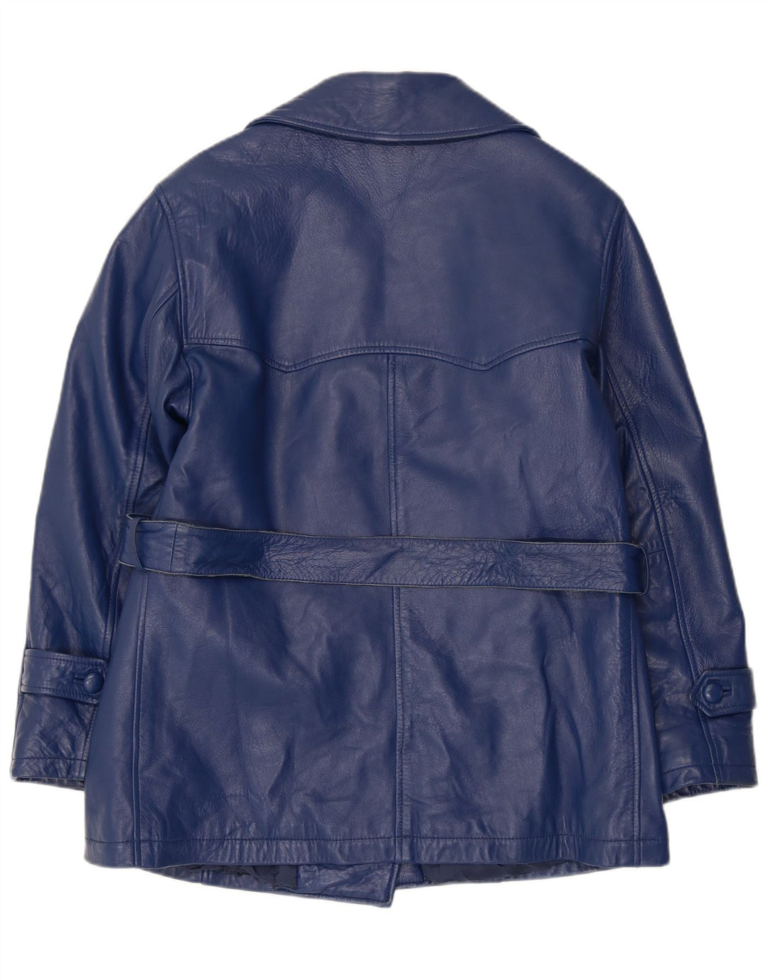 Vintage Dame Dobbeltradet Læderjakke UK 12 Medium Navy Blue
