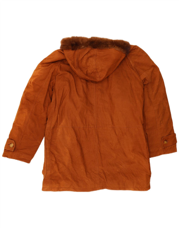 Vintage læderjakke med hætte til mænd IT 50 Large Brown