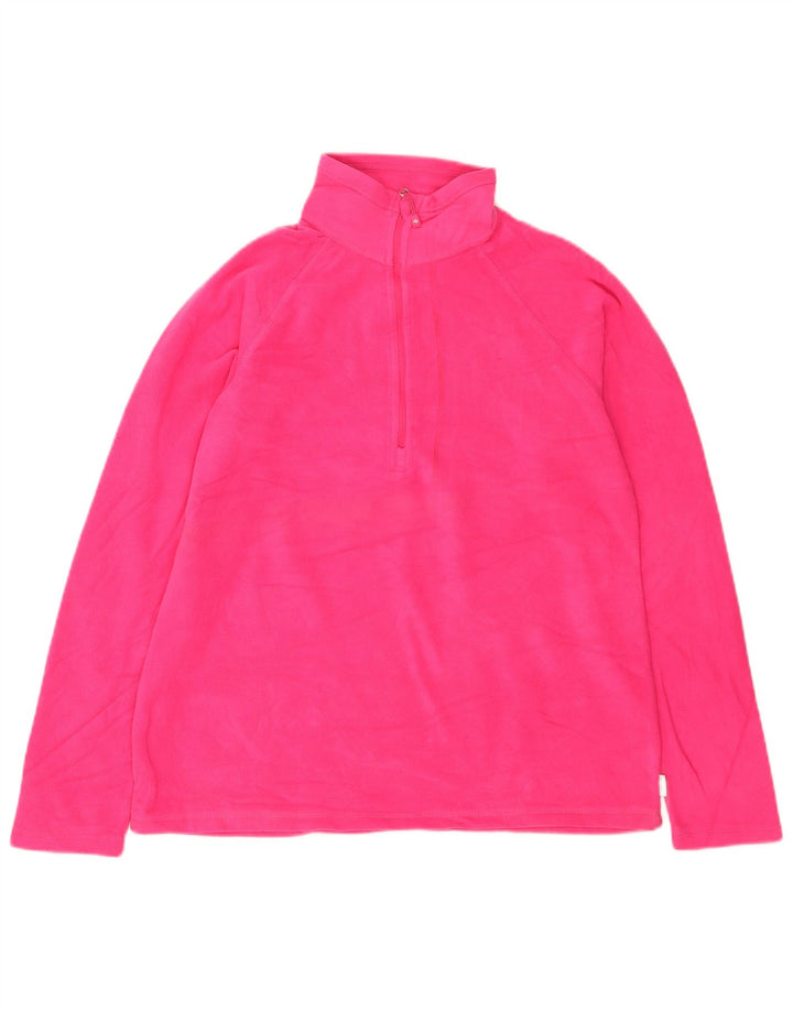 Eddie Bauer Womens Zip Neck Fleece Jumper UK 14 Medium Pink Polyester