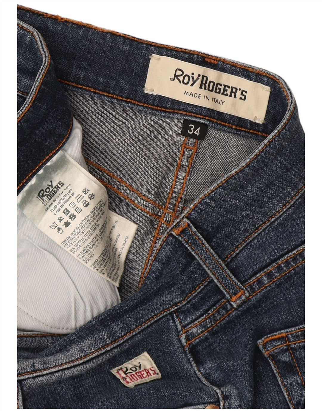 Roy Rogers Mens Distressed Slim Jeans W34 L29 Blue Cotton