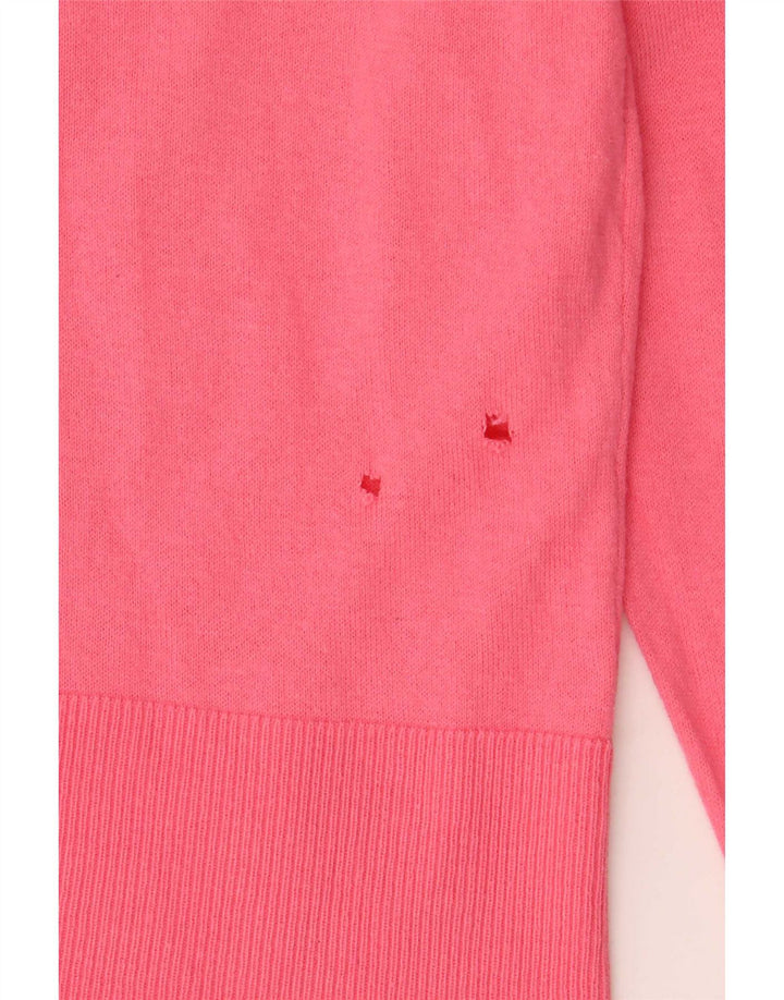 Oasis Womens Crop Cardigan Sweater UK 12 Medium Pink Cotton