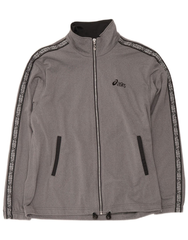Asics Mens Graphic Chándal Top Chaqueta Pequeño Gris