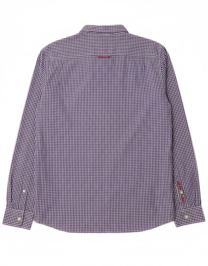 SUPERDRY Mens Shirt Large Blue Gingham Cotton