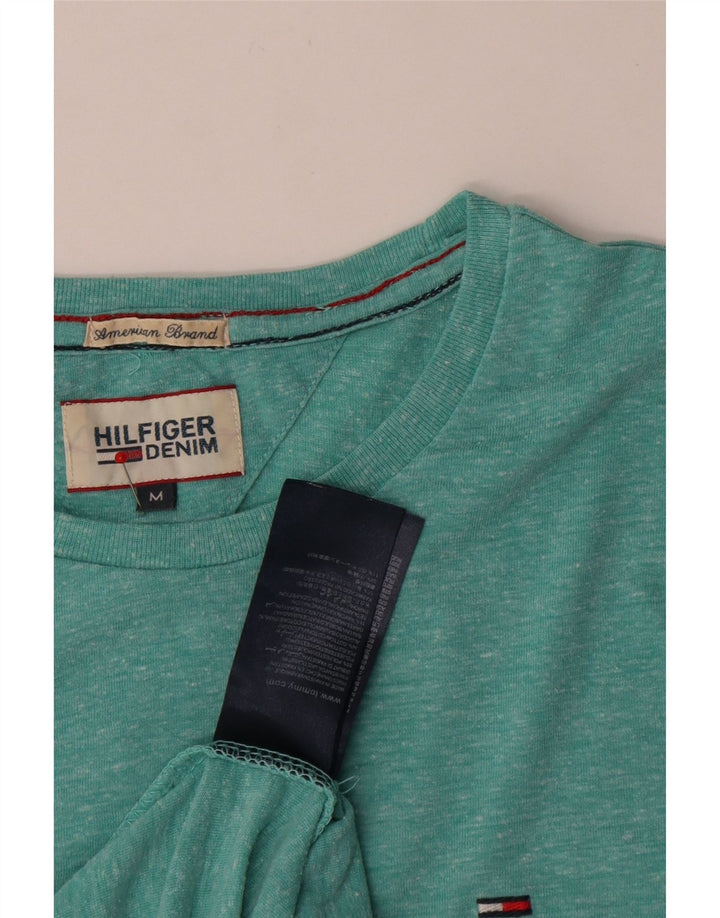 Tommy Hilfiger Herre T-shirt Top Medium Turkis Flecked Bomuld