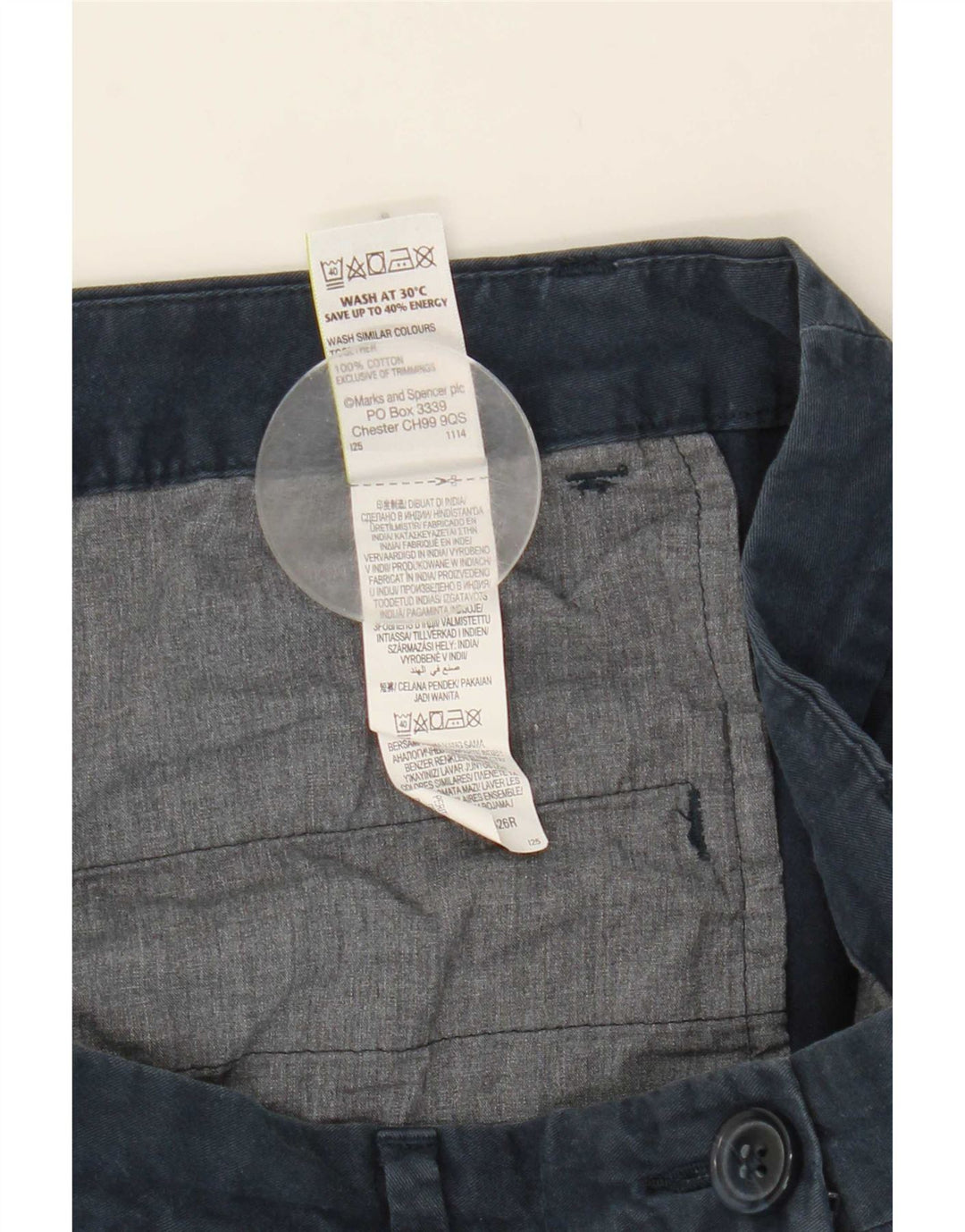 Marks & Spencer Womens Chino Shorts UK 12 Medium W31  Navy Blue Cotton
