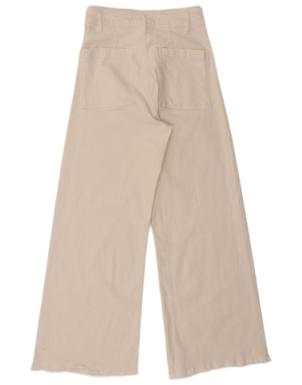 Zara kvinders højtaljede brede ben Casual bukser EU 38 Small W28 L28 White