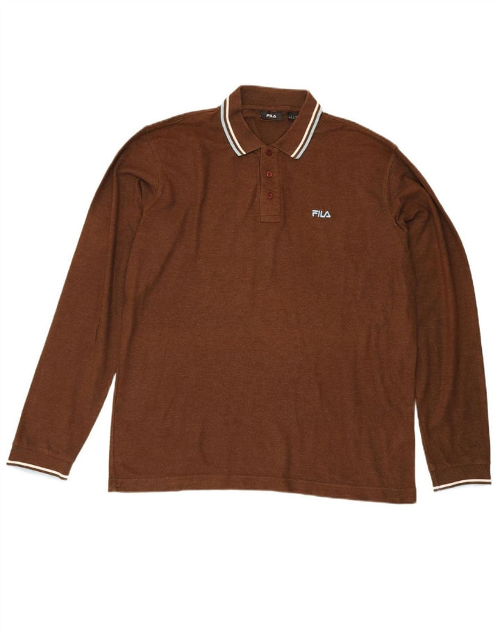 FILA Mens Polo Shirt XL Brown Cotton Vintage Fila and Second-Hand Fila from Messina Hembry 