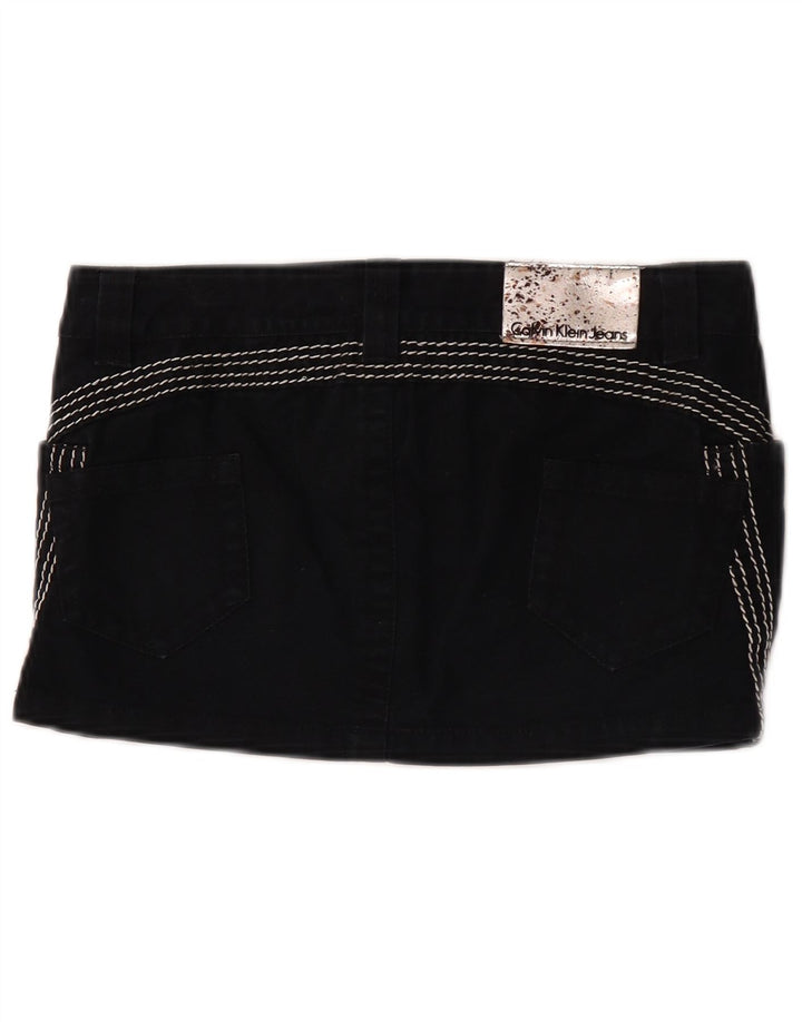 Calvin Klein Dame Mini Denim Nederdel W26 Lille Sort Bomuld