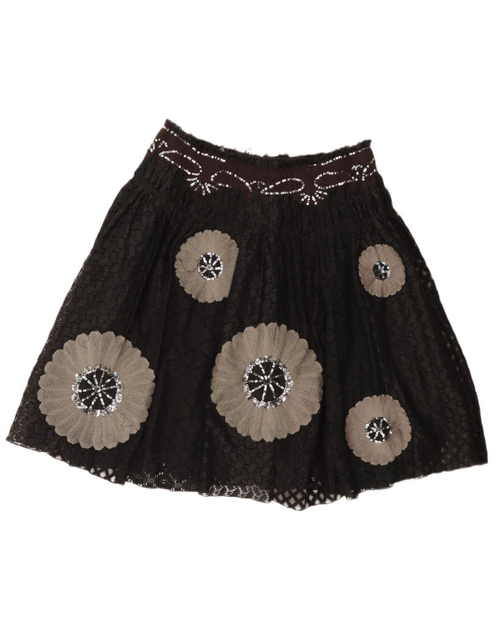 Stella Forest Womens A-Line Skirt EU 40 Medium W30 Black Floral Nylon