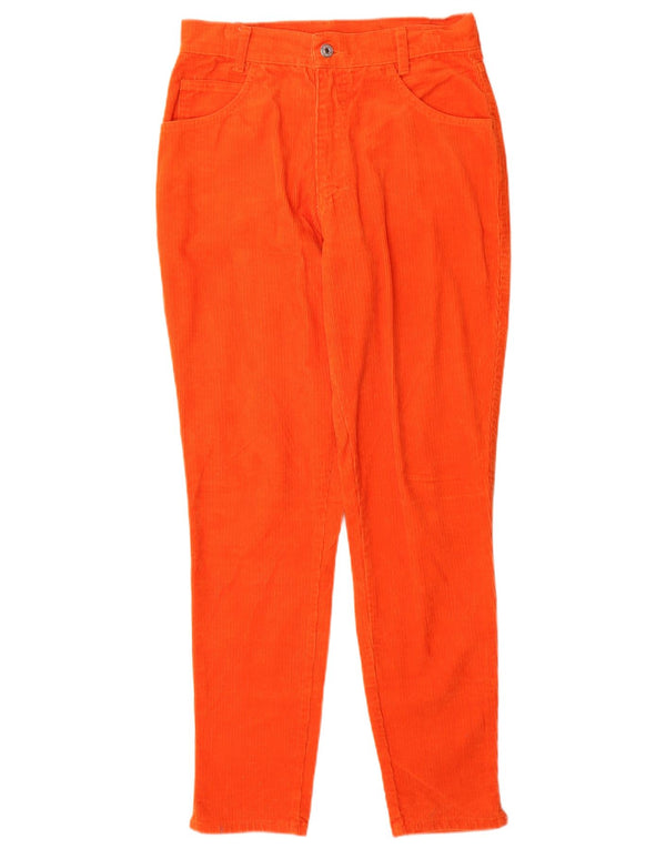 Zip Womens High Waist Tapered Corduroy Trousers IT 46 Large W28 L31 Orange