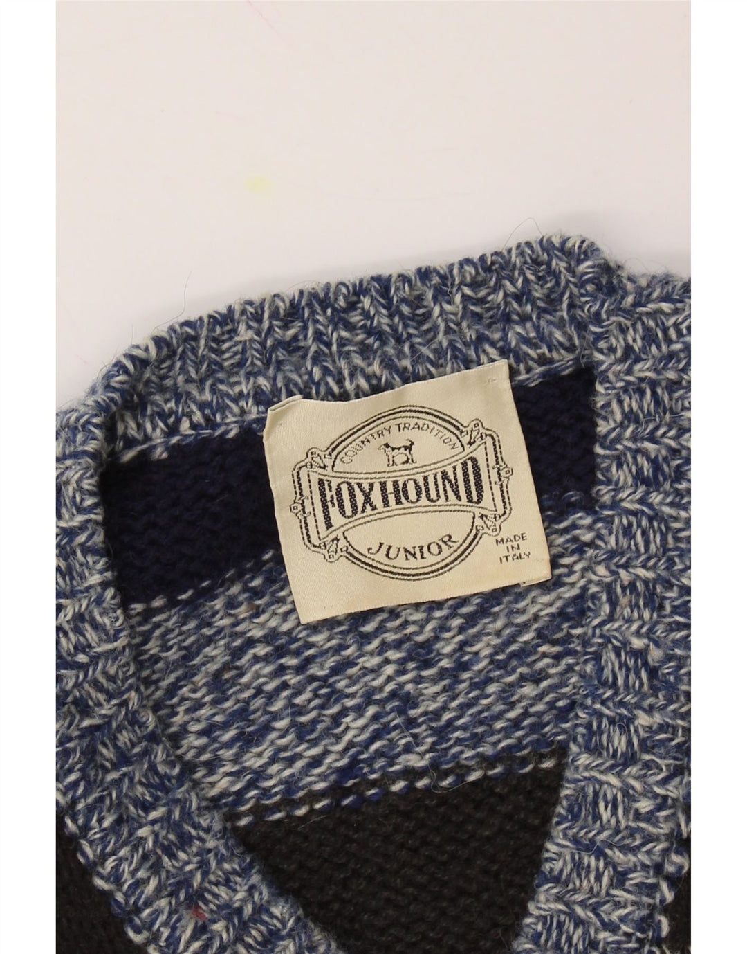 FOXHOUND Boys V-Neck Jumper Sweater 13-14 Years Multicoloured Striped Vintage Foxhound and Second-Hand Foxhound from Messina Hembry 