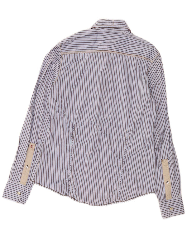 Camicia grafica da uomo Napapijri piccola in cotone gessato blu