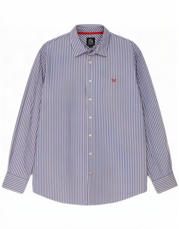 Crew Clothing Camicia da uomo dalla vestibilità classica XL in cotone gessato blu