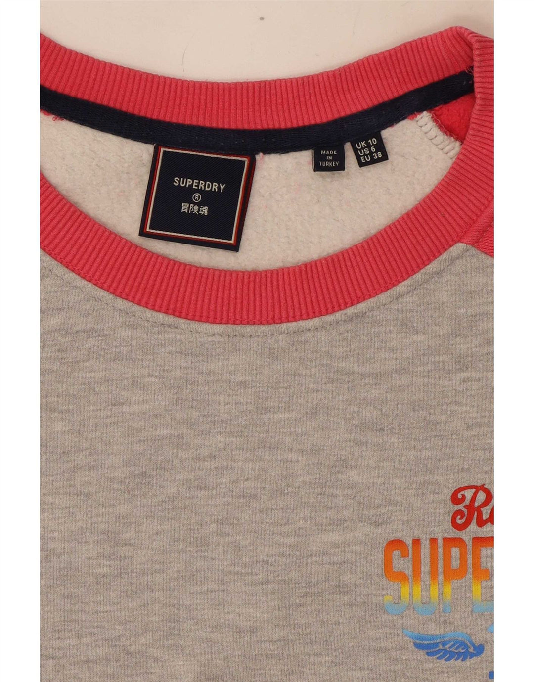 Superdry Damen-Sweatshirt in Übergröße, Gr. 10, Größe S, Grau, Farbblock
