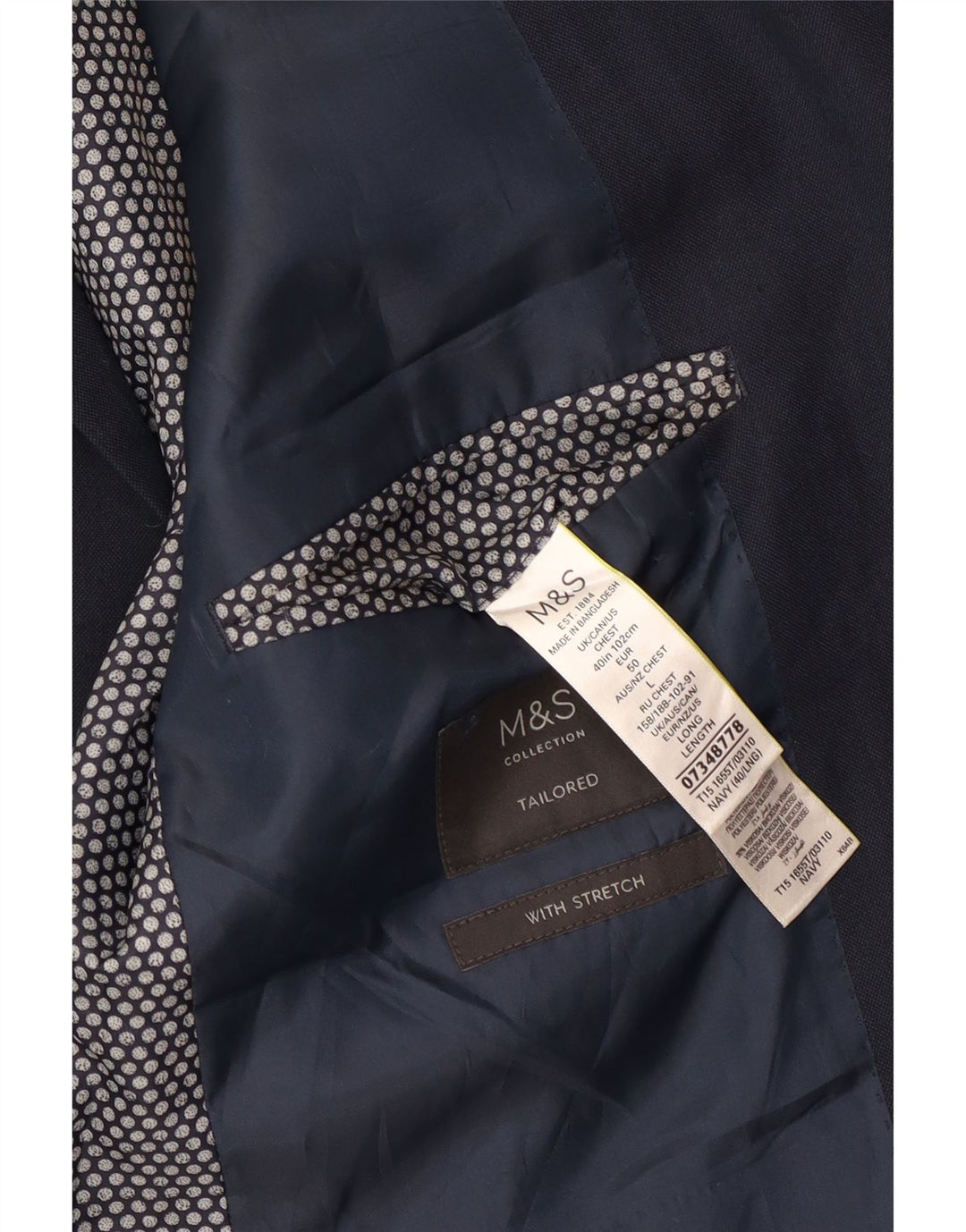 Jachetă pentru bărbați Marks & Spencer cu 2 nasturi, UK 40, bleumarin mediu