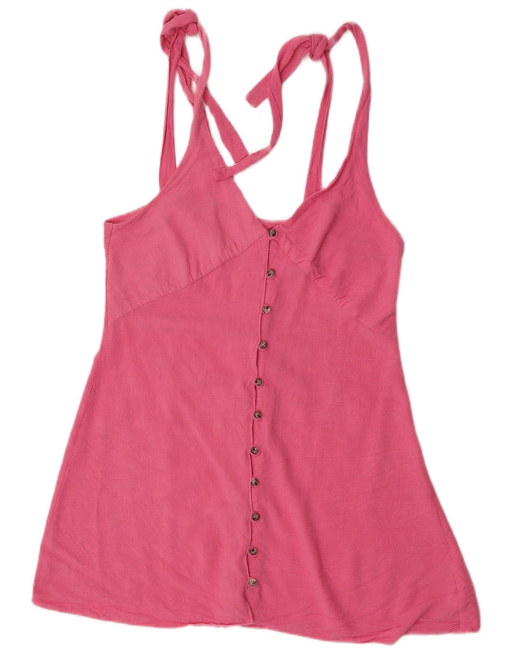 Topshop Womens Sleeveless Blouse Top UK 12 Medium Pink Viscose