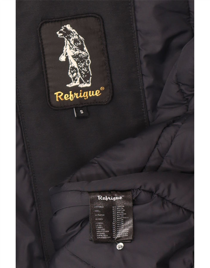 Giacca Parka con cappuccio da donna Refrigue UK 10 piccola in cotone nero