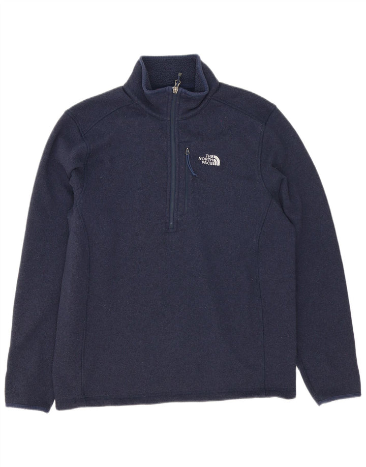 The North Face Mens Zip Neck Jumper Sweater Medium Navy Blue Polyester
