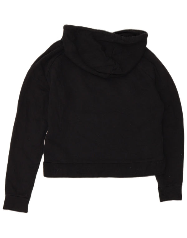 Trussardi Jeans Damen-Pullover mit übergroßem, bauchfreiem Grafik-Kapuzenpullover, Gr. 6, XS, Schwarz