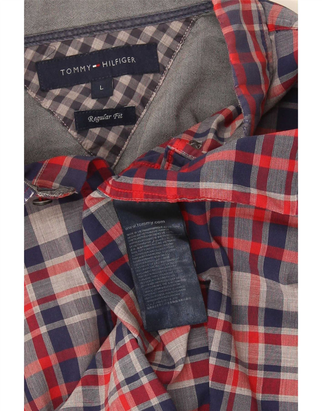 Tommy Hilfiger Mens Regular Fit Shirt Large Blue Check Cotton