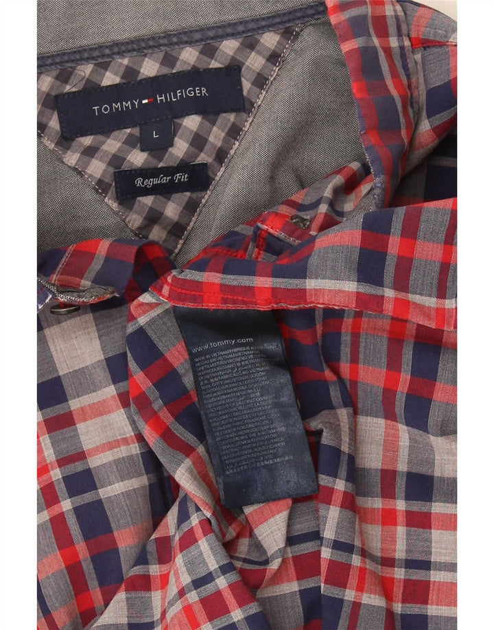 Tommy Hilfiger Mens Regular Fit Shirt Large Blue Check Cotton