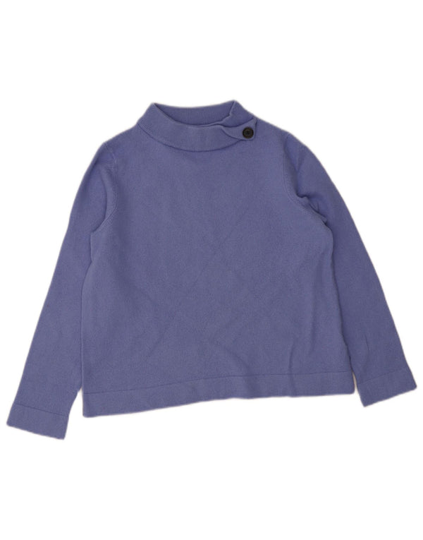Maglione da donna Hobbs Crop Turtle Neck Jumper UK 14 Large Purple Lana merino