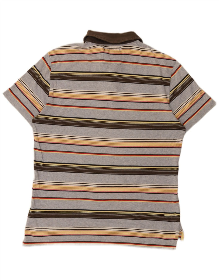 Gas Mens Polo Shirt Medium Grey Striped Cotton