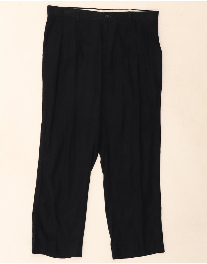 MARKS & SPENCER Womens Straight Suit Trousers W34 L29 Black Linen Vintage Marks & Spencer and Second-Hand Marks & Spencer from Messina Hembry 