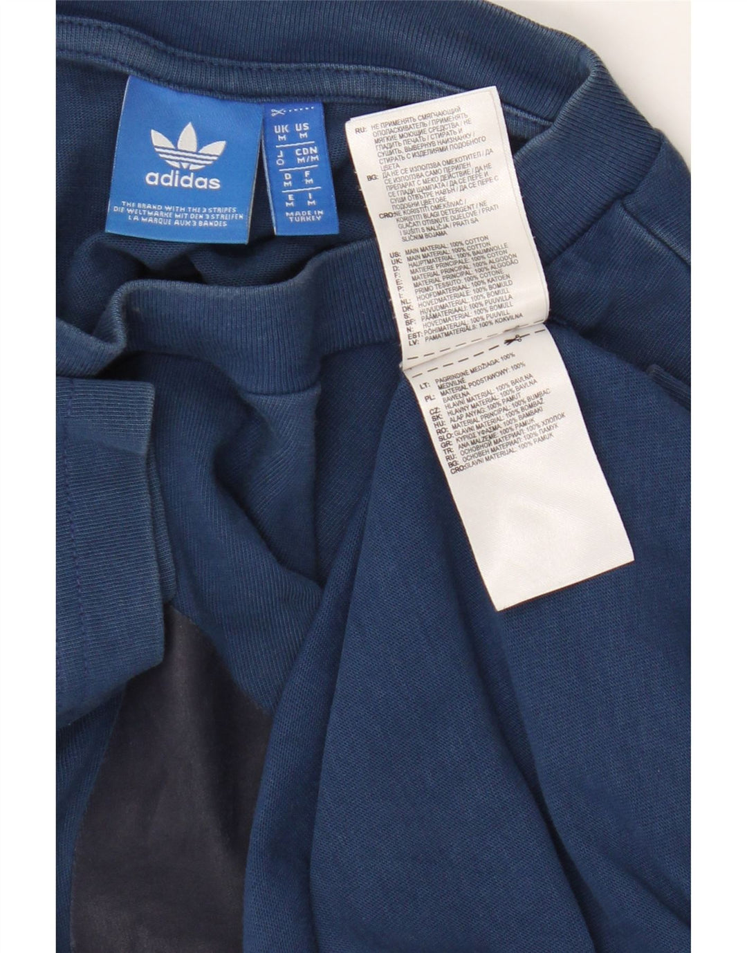 Adidas Mens Graphic T-Shirt Top Medium Navy Blue Cotton