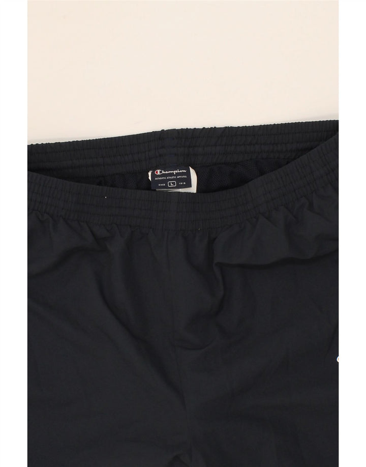 CHAMPION Mens Tracksuit Trousers Large Navy Blue Colourblock Polyester Vintage Champion and Second-Hand Champion from Messina Hembry 