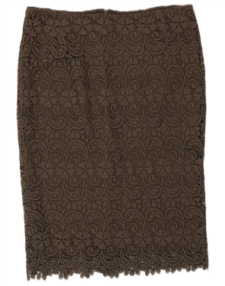 Marks & Spencer Womens Autograph Straight Skirt UK 12 Medium W30 Khaki