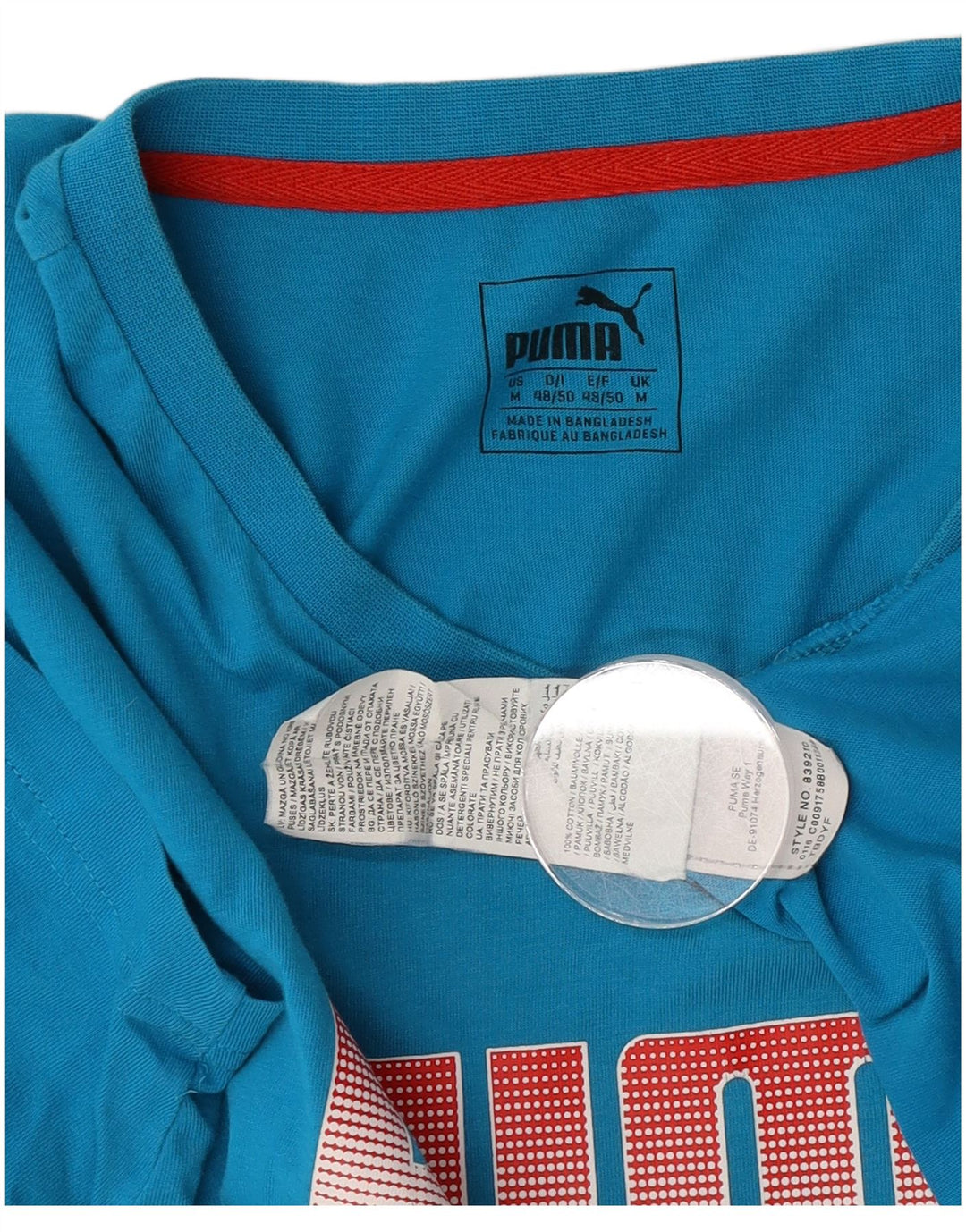 Puma Mens Graphic T-Shirt Top Medium Blue Cotton