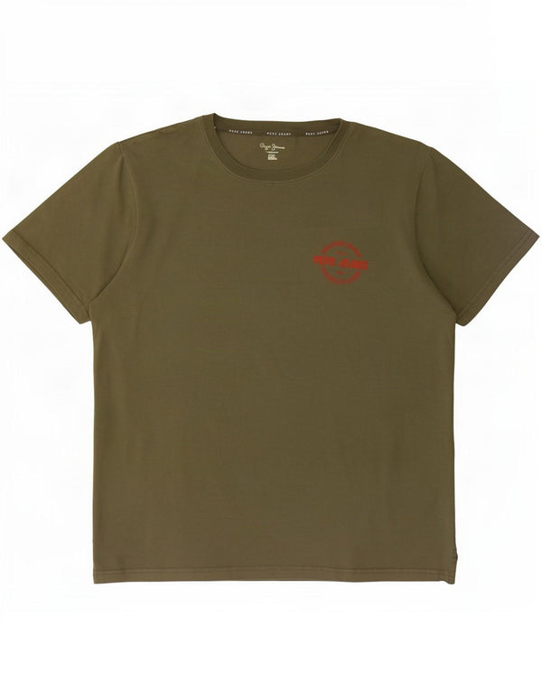 PEPE Jeans Mens Regular T-Shirt Top Large Khaki Cotton
