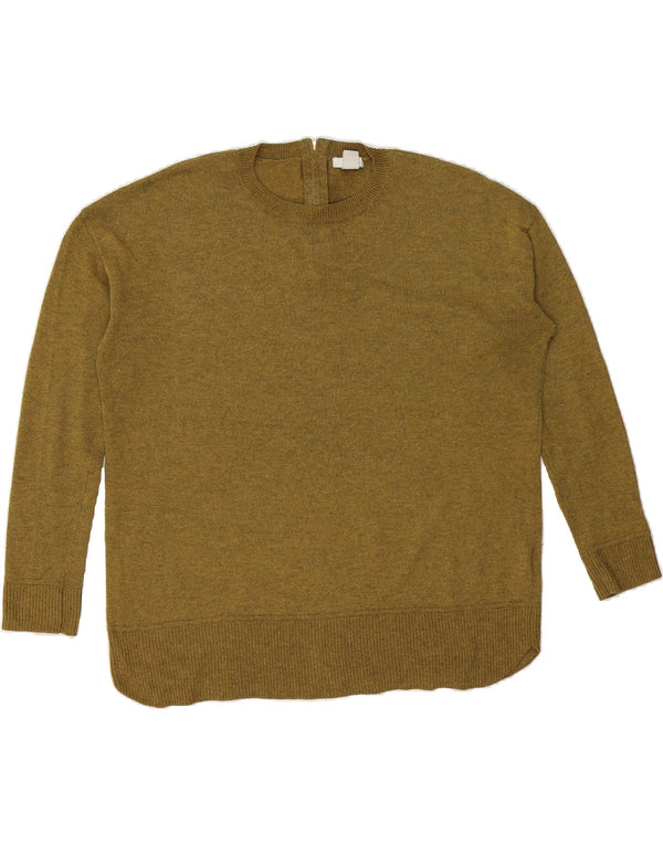 H&M Womens Oversized Crew Neck Jumper Sweater UK 14 Medium Khaki Polyester