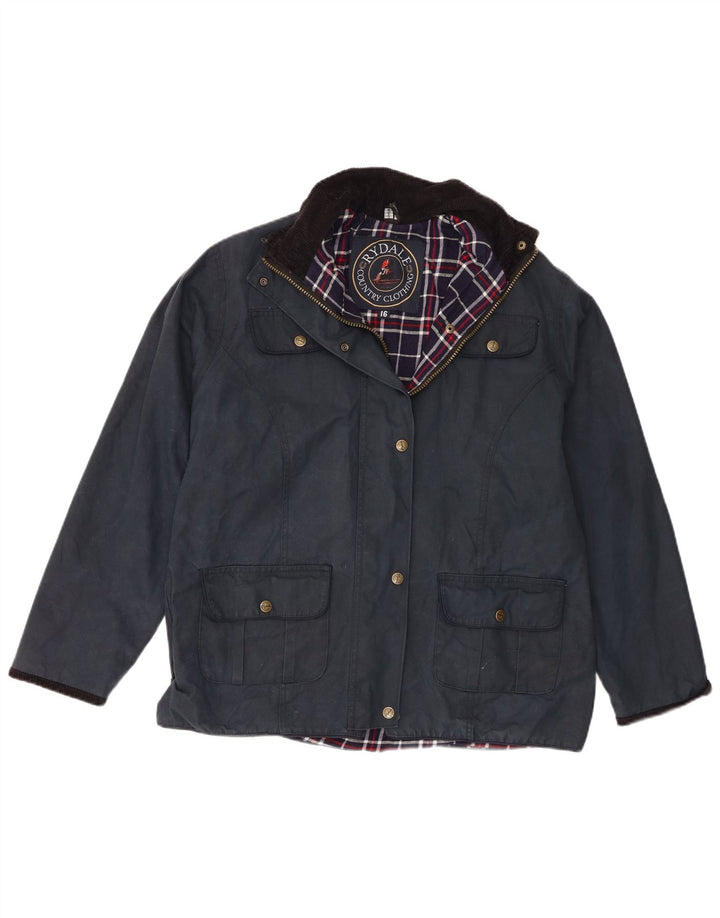 Rydale Womens Waxed Cotton Jacket UK 16 Large Navy Blue