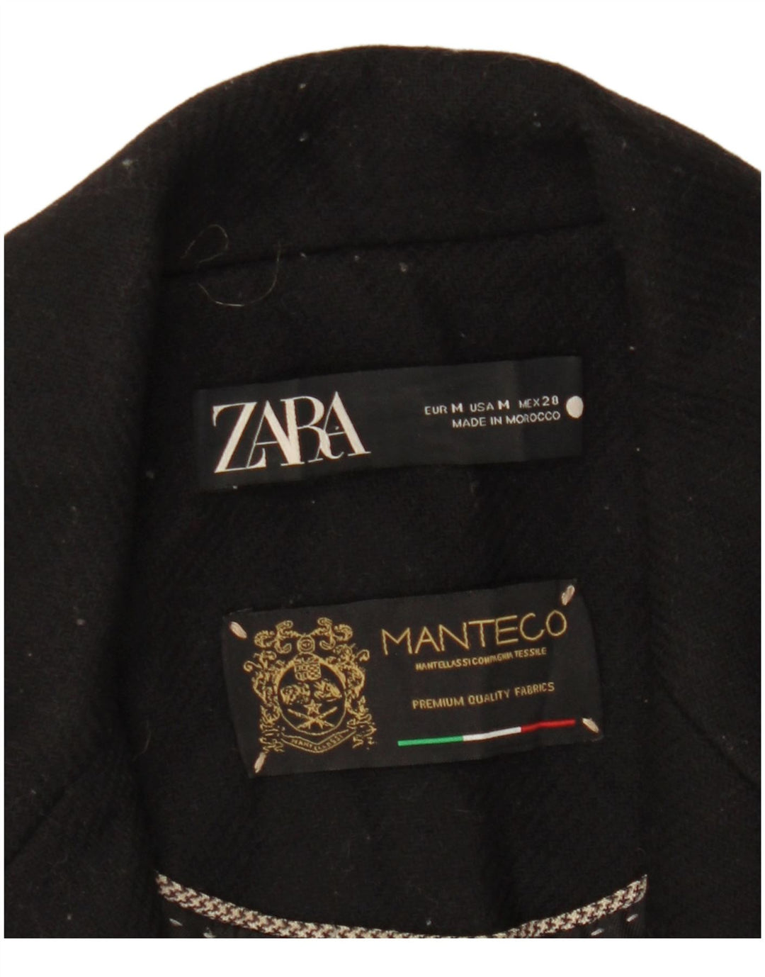 Zara Dame Manteco Overfrakke UK 12 Medium Sort