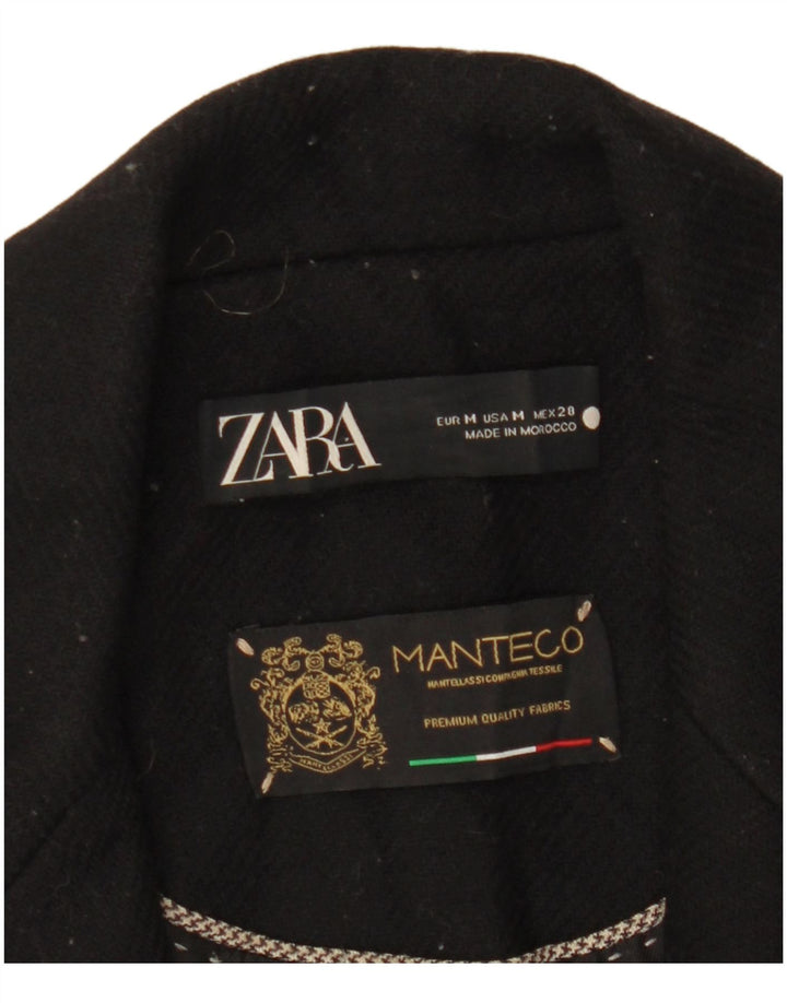 Zara Dame Manteco Overfrakke UK 12 Medium Sort