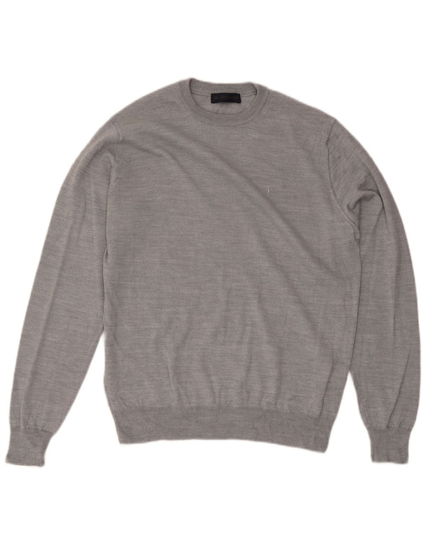Trussardi Mens Crew Neck Jumper Sweater Medium Grey Wool