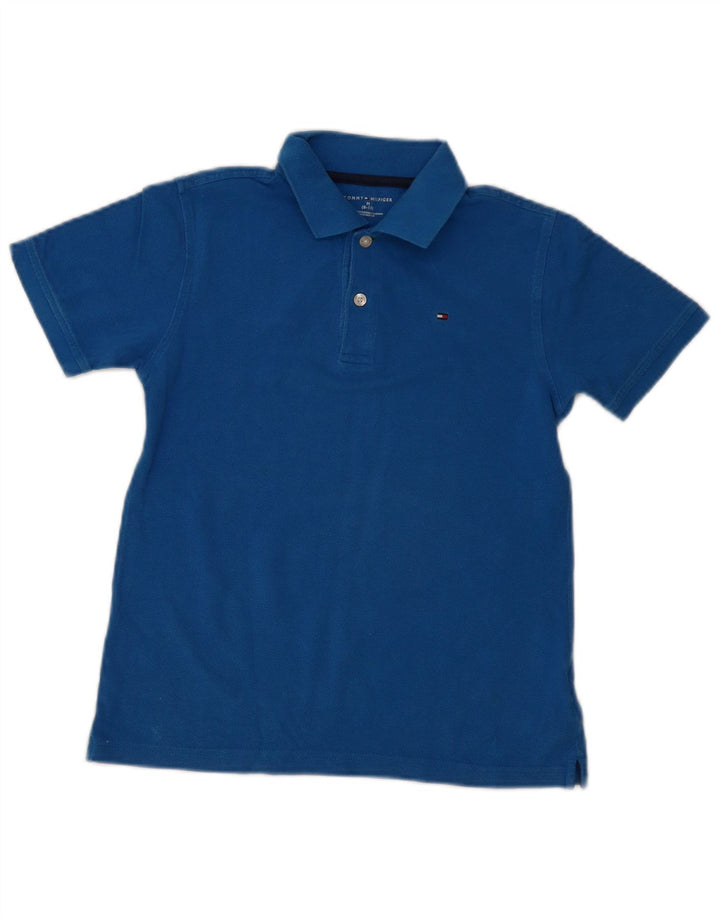 Tommy Hilfiger Boys Polo Shirt 8-9 Years Medium Blue Cotton
