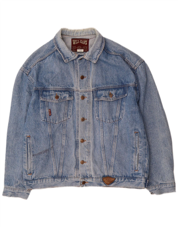 Wild Jeans Mens Denim Jacket UK 42 XL Blue Cotton