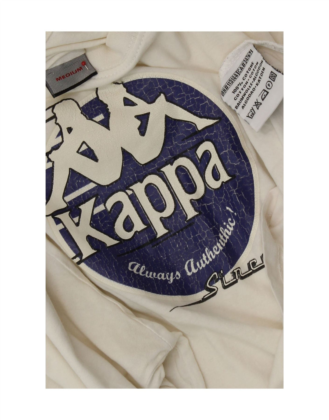 Kappa Herre Grafisk T-Shirt Top Medium Hvid Bomuld