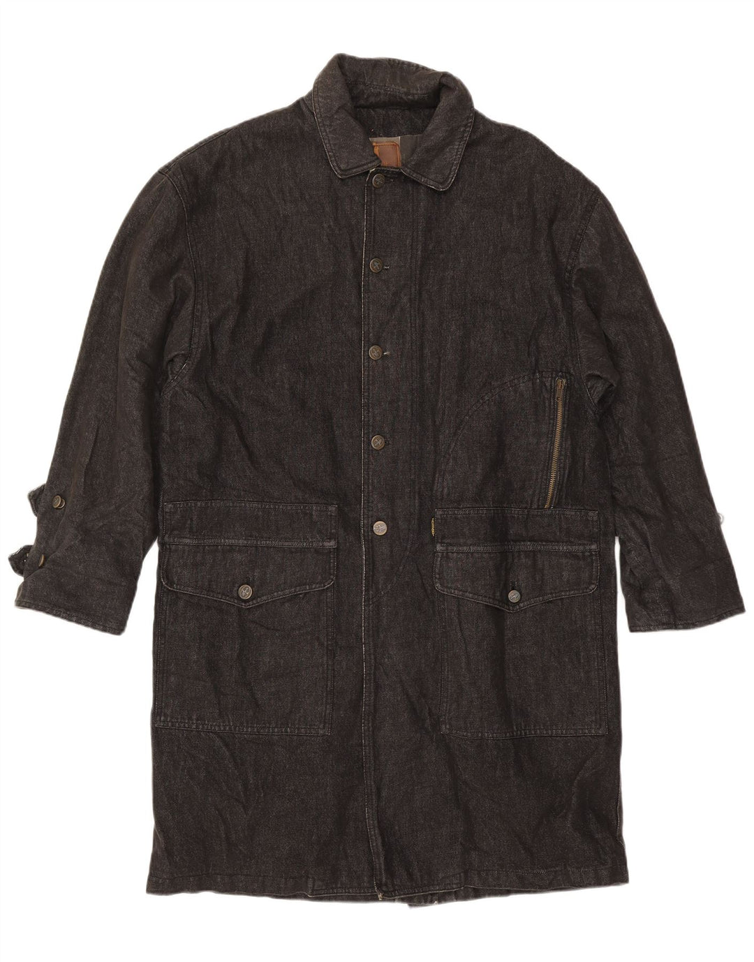 Trussardi Mens Denim Coat UK 40 Large Navy Blue Cotton