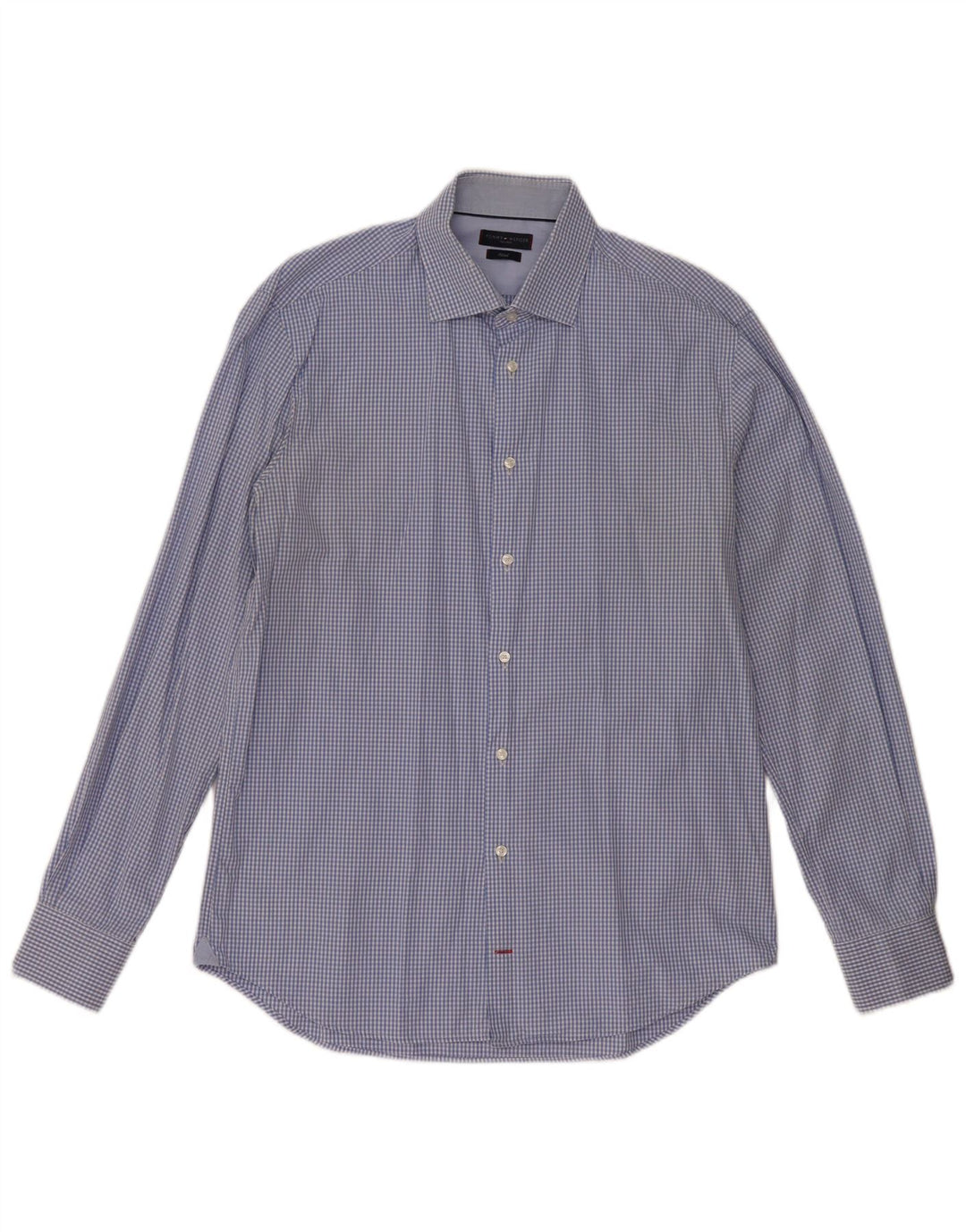 Tommy Hilfiger Mens Tailored Fit Fitted Shirt Size 41 16 Large Blue Gingham