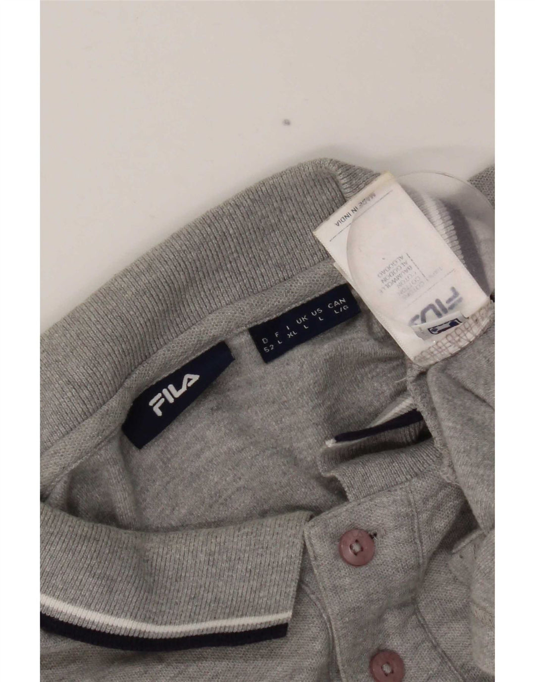 Fila Mens Polo Shirt Large Grey Cotton