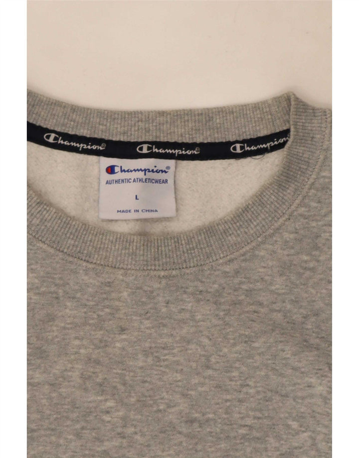 Champion Mens Graphic Sweatshirt Jumper Large Grey Flecked Cotton
