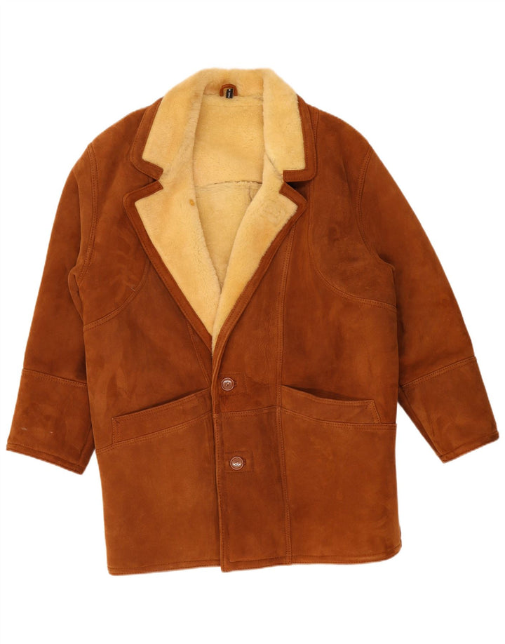 Vintage Mens Shearling Jacket UK 40 Large Brown Shearling