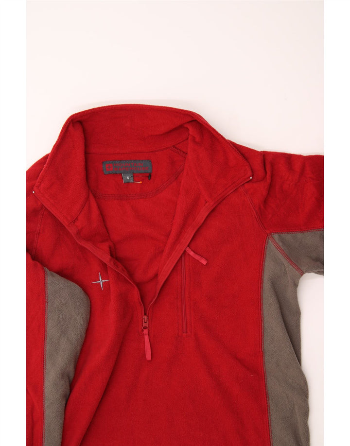 MOUNTAIN WAREHOUSE Mens Zip Neck Fleece Jumper Small Red Colourblock Vintage Mountain Warehouse and Second-Hand Mountain Warehouse from Messina Hembry 