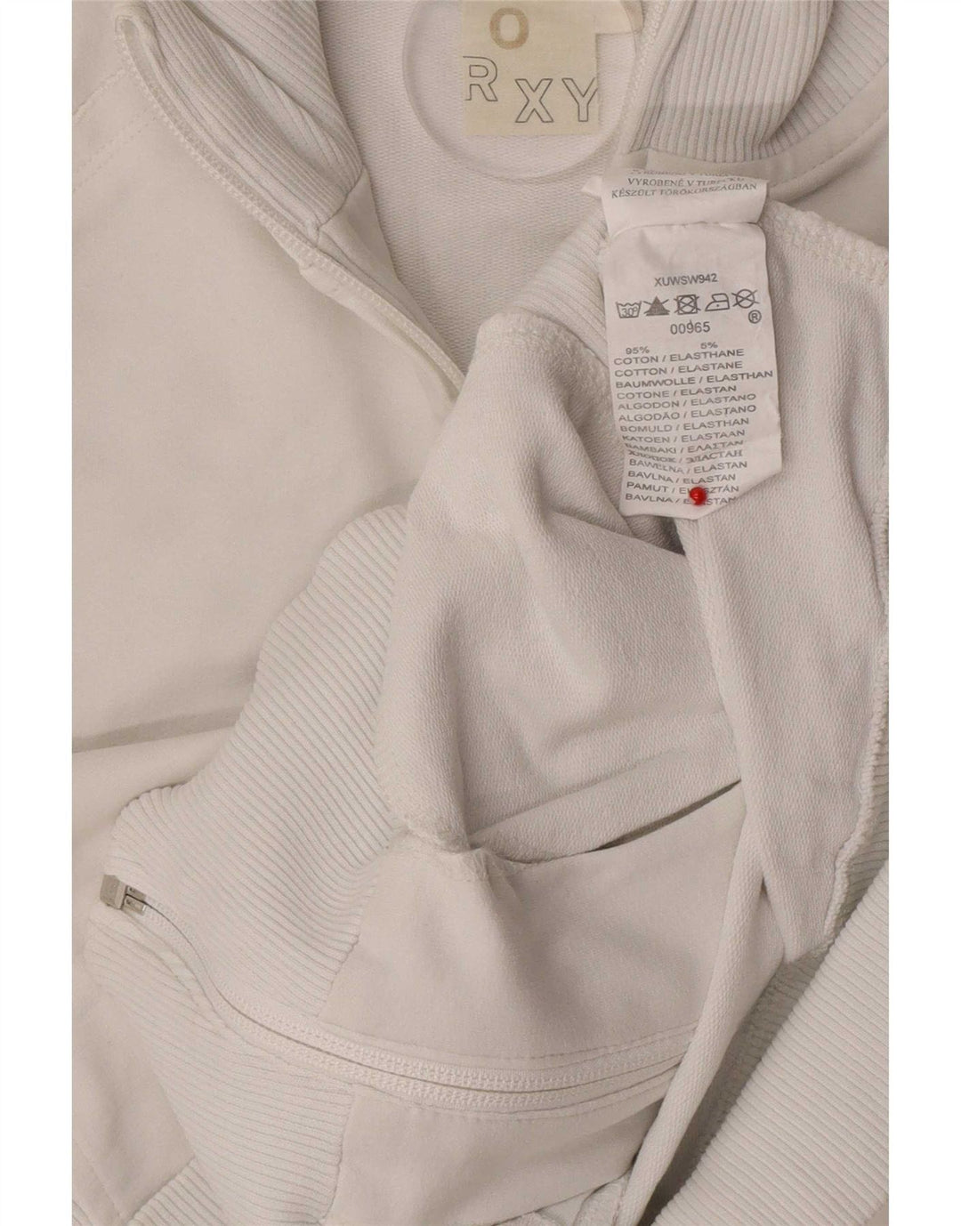 Roxy Womens Graphic Tracksuit Top Jacket UK 8 Small White Cotton